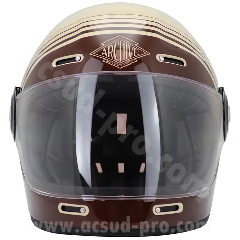 Casque intégral Archive Vintage The Legend fibre marron taille M 4