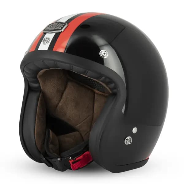 Casque Jet Café Racer S250 Noir/Rouge/Blanc Brillant Taille S Gasoline