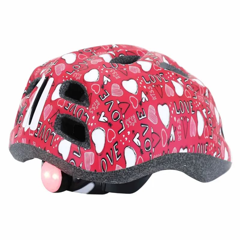 Casque vélo enfant Polisport Junior Love rose 52-56 cm avec molette et éclairage LED 7