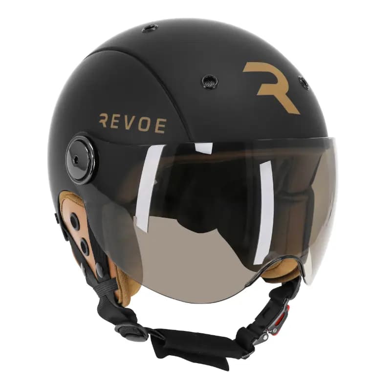 Casque velo adulte Revoe premium urbain-city noir mat taille 57-58 visiere reglable, protection oreille amovible (vendu en boite) compatible ebike et trottinette - homologation EN1078+A1
