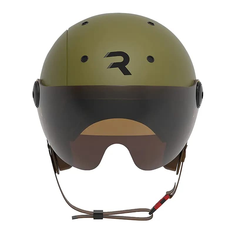 Casque velo adulte Revoe premium urbain-city kaki mat taille 57-58 visiere reglable, protection oreille amovible (vendu en boite) compatible ebike et trottinette - homologation EN1078+A1 3
