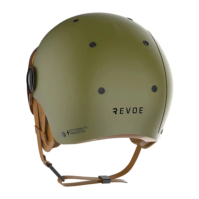 Casque velo adulte Revoe premium urbain-city kaki mat taille 57-58 visiere reglable, protection oreille amovible (vendu en boite) compatible ebike et trottinette - homologation EN1078+A1 4