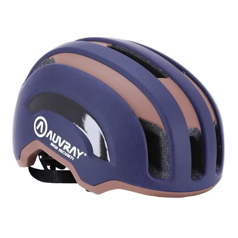 Casque vélo adulte Auvray urbain safe bleu marine-marron double in-mold avec éclairage intégré USB taille 56-59