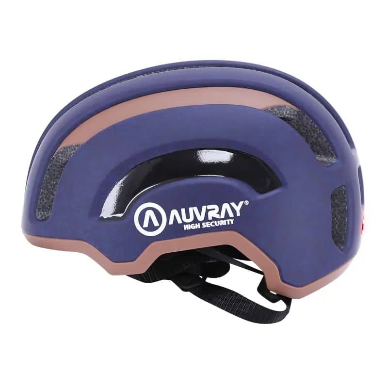 Casque vélo adulte Auvray urbain safe bleu marine-marron double in-mold avec éclairage intégré USB taille 56-59 4