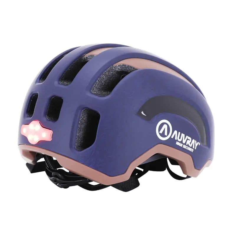 Casque vélo adulte Auvray urbain safe bleu marine-marron double in-mold avec éclairage intégré USB taille 56-59 7