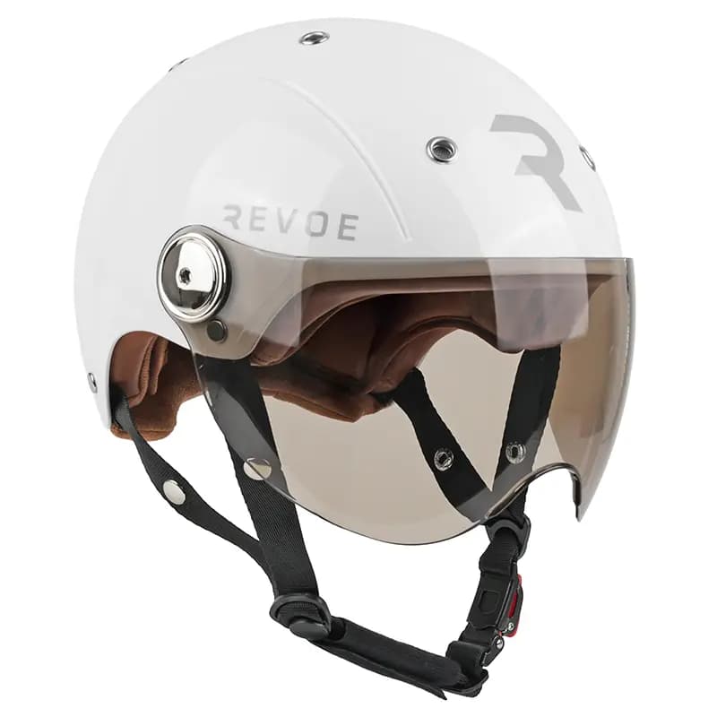 Casque vélo adulte REVOE Premium urbain-city blanc sky taille 59-60 visière réglable protection oreille amovible homologation EN1078+A1