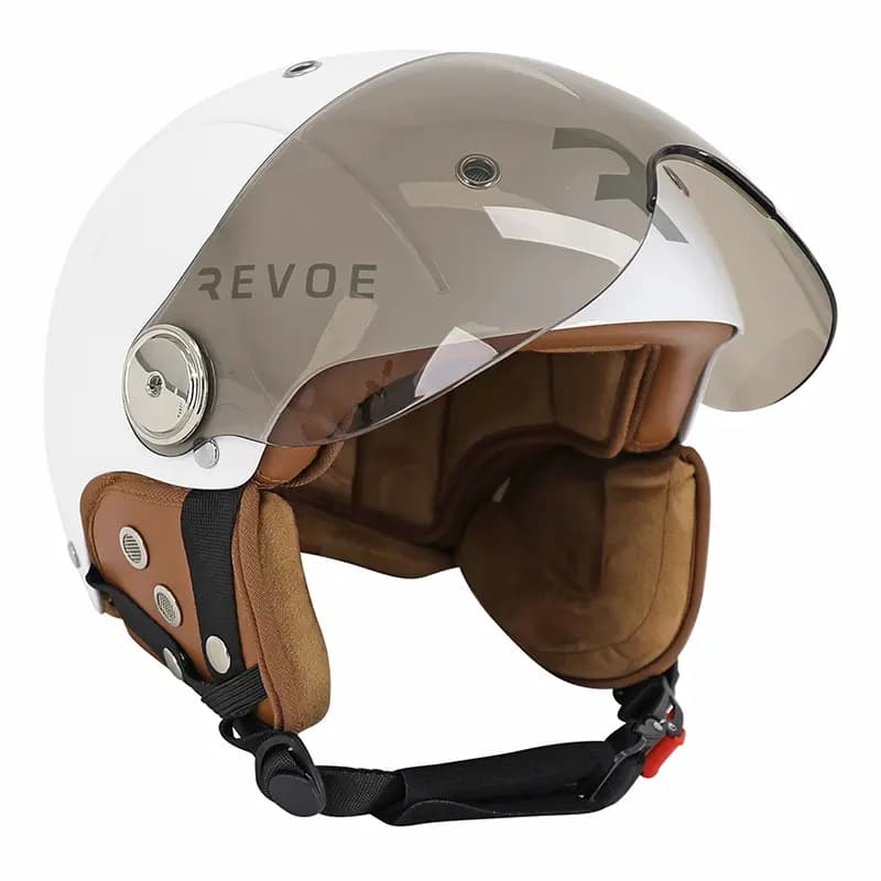 Casque vélo adulte REVOE Premium urbain-city blanc sky taille 59-60 visière réglable protection oreille amovible homologation EN1078+A1 3