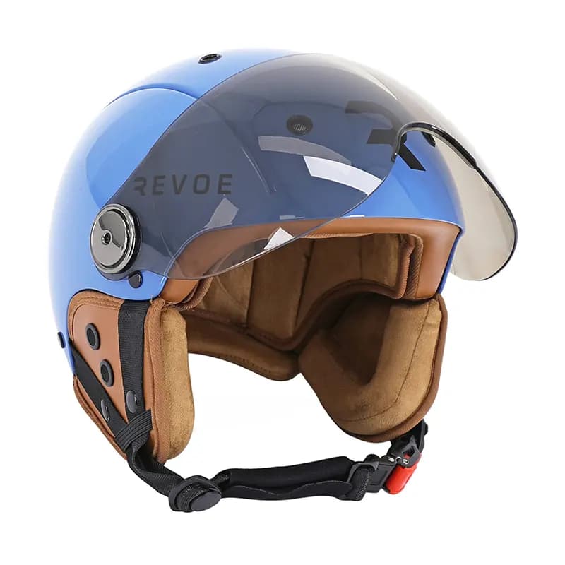 Casque vélo adulte REVOE Premium Urbain-City bleu pétrole taille 57-58 visière réglable protection oreille amovible homologation EN1078+A1 3