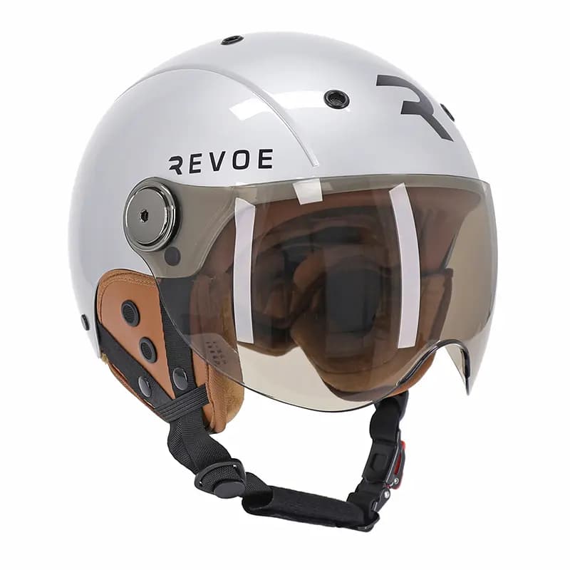 Casque velo adulte Revoe premium urbain-city gris silver taille 59-60 visiere reglable, protection oreille amovible (vendu en boite) compatible ebike et trottinette - homologation EN1078+A1 2