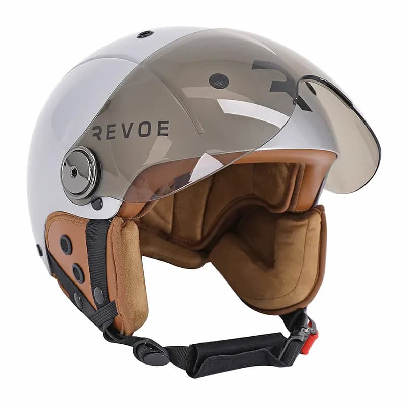 Casque velo adulte Revoe premium urbain-city gris silver taille 59-60 visiere reglable, protection oreille amovible (vendu en boite) compatible ebike et trottinette - homologation EN1078+A1 3