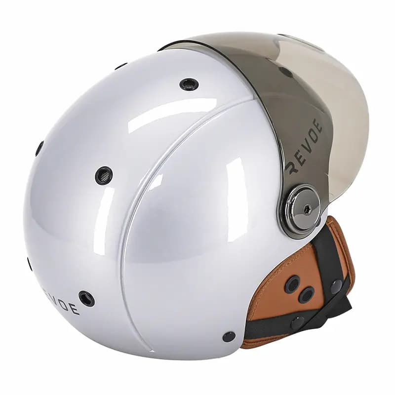 Casque velo adulte Revoe premium urbain-city gris silver taille 59-60 visiere reglable, protection oreille amovible (vendu en boite) compatible ebike et trottinette - homologation EN1078+A1 5