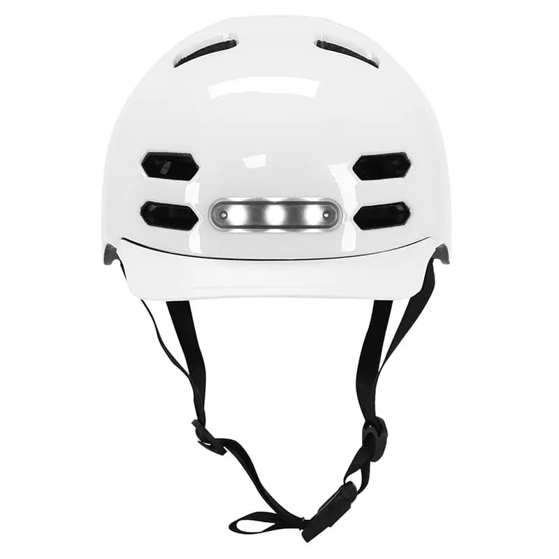 Casque vélo adulte NEWTON Newton urbain-city V4 blanc brillant in-mold avec visière 55-58 et éclairage intégré 2