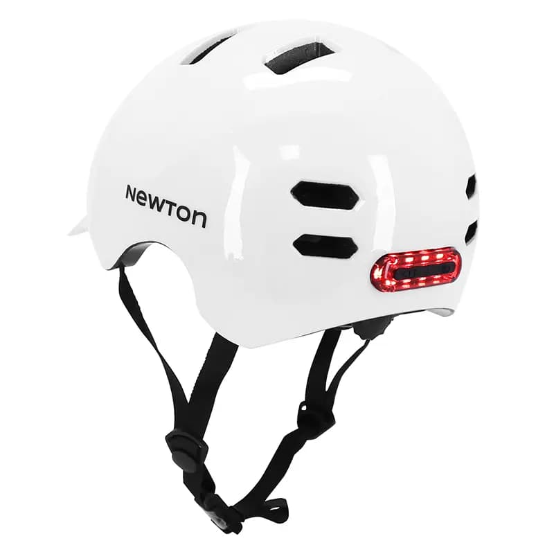 Casque vélo adulte NEWTON Newton urbain-city V4 blanc brillant in-mold avec visière 55-58 et éclairage intégré 5
