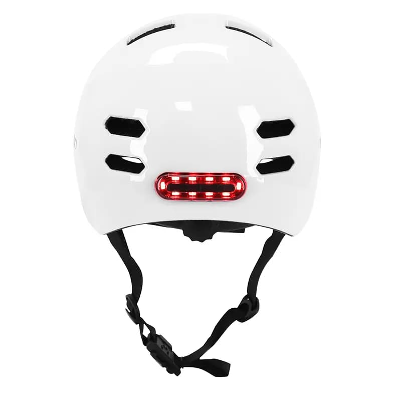 Casque vélo adulte NEWTON Newton urbain-city V4 blanc brillant in-mold avec visière 55-58 et éclairage intégré 6