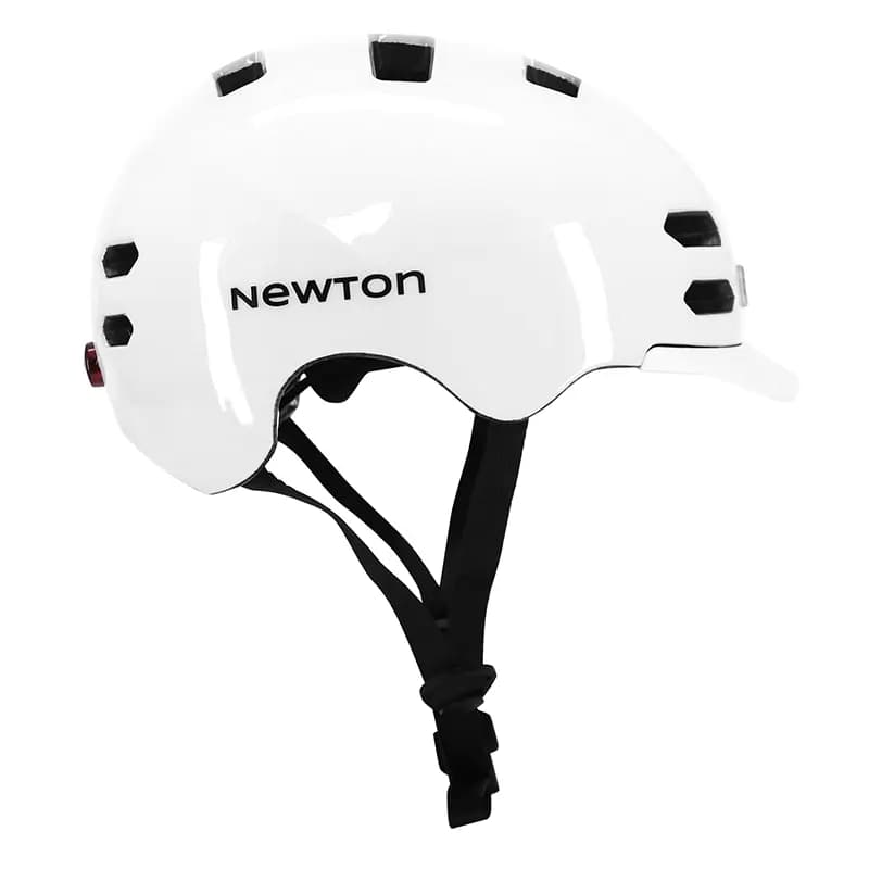 Casque vélo adulte NEWTON Newton urbain-city V4 blanc brillant in-mold avec visière 55-58 et éclairage intégré 8