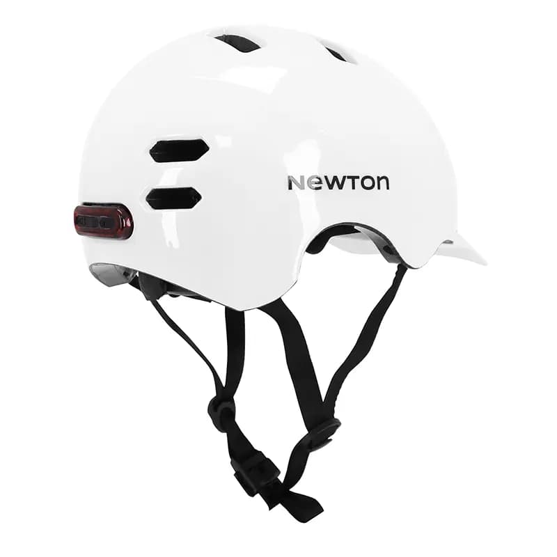 Casque vélo adulte Newton urbain-city V4 blanc brillant in-mold avec visière taille 58-61 éclairage intégré boucle Fidlock 7