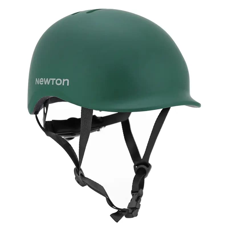 Casque vélo adulte NEWTON urbain vert mat in-mold avec visière et éclairage intégré 55-58 cm