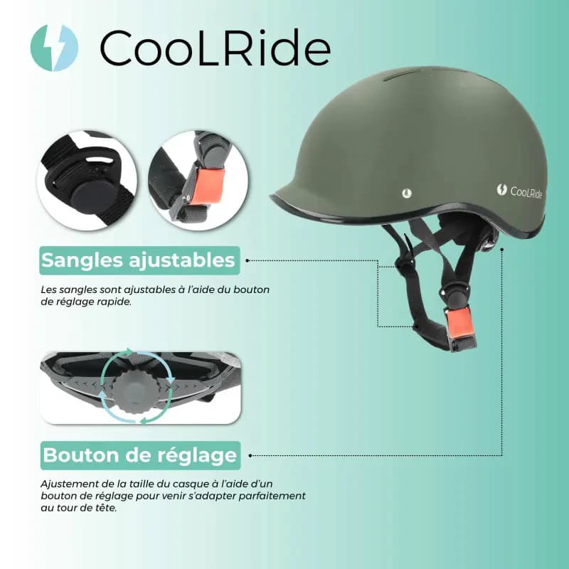 Casque vélo adulte Sélection P2R Coolride urbain-city kaki 59-61 cm 5