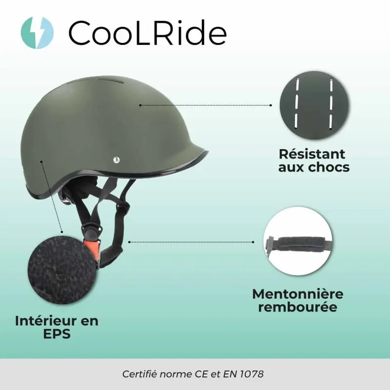 Casque vélo adulte Sélection P2R Coolride urbain-city kaki 59-61 cm 6