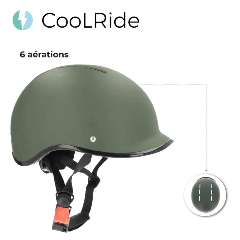 Casque vélo adulte Sélection P2R Coolride urbain-city kaki 59-61 cm 8