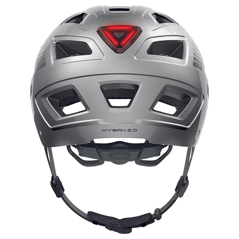 Casque vélo adulte Abus Hyban 2.0 urbain argent éclairage intégré taille M (52-58 cm) 3