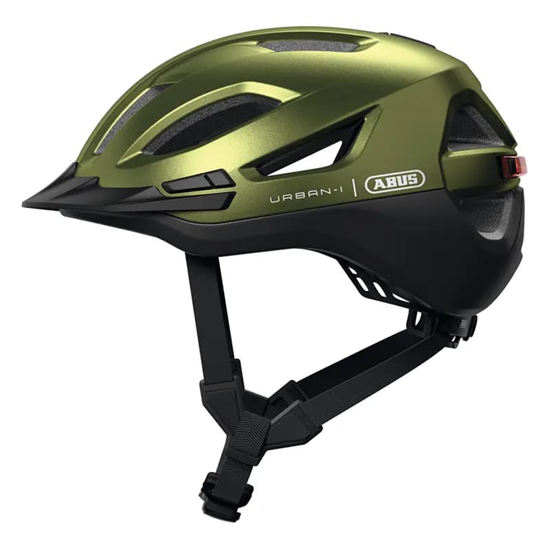 Casque vélo adulte Abus Urban-I 4.0 vert poivre taille L (57-61 cm) avec éclairage arrière USB