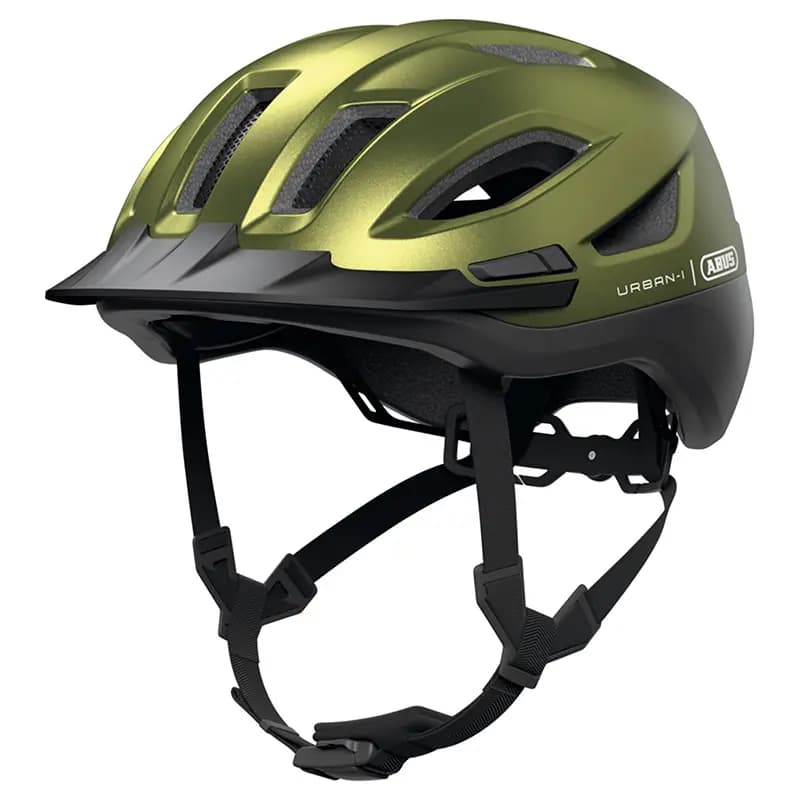 Casque vélo adulte Abus Urban-I 4.0 vert poivre taille L (57-61 cm) avec éclairage arrière USB 2