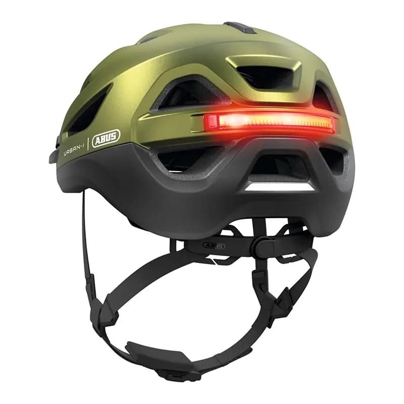 Casque vélo adulte Abus Urban-I 4.0 vert poivre taille L (57-61 cm) avec éclairage arrière USB 5