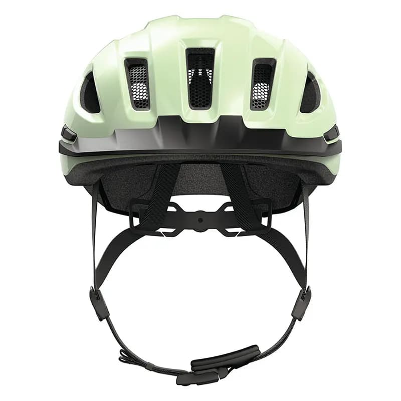 Casque vélo adulte Abus Urban-I 4.0 vert pistache taille L (57-61 cm) réglage molette éclairage arrière USB 3